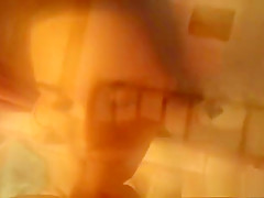 Busty amateur gf blows cock on film