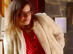 Hairy pussy orgasming by the stove