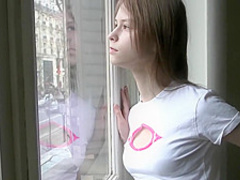 Skinny girl jerks off