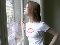 Skinny girl jerks off