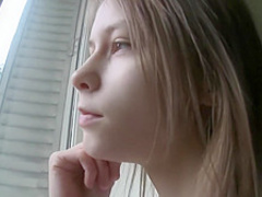 Skinny girl jerks off