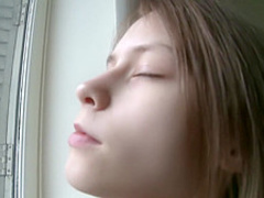 Skinny girl jerks off