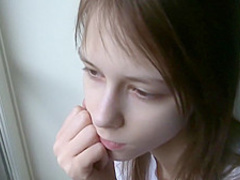 Skinny girl jerks off