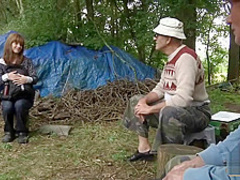 Two old men fuck a girl for her wiskhey