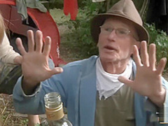 Two old men fuck a girl for her wiskhey