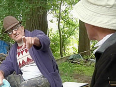 Two old men fuck a girl for her wiskhey