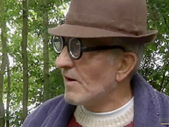 Two old men fuck a girl for her wiskhey