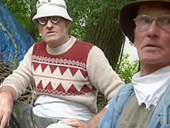 Two old men fuck a girl for her wiskhey