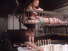 American goddess Carolina Pierce caged and spanked