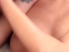 Lesbian chicks with small tits finger bang each other