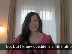 Brunette amateur takes huge facial in Casting interview