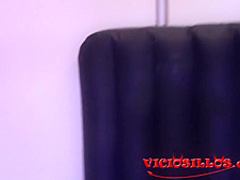 Racy blonde milf in erotic lingerie and stockings is having group sex on the stage