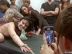 Euro brunette anal fucked in public