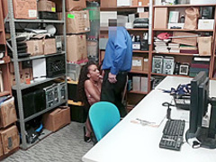 Demi Sutra and Lala Ivey are getting fucked in the storage room, by a security guy