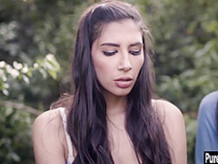 Small tits babe got caught by a dirty teen lesbian