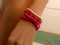 Flawless halfnaked slim chick gets shagged in spread anal hole