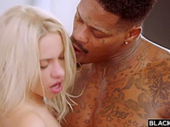 Ravishing blonde babe likes to feel a throbbing, black dick inside her dripping wet slit