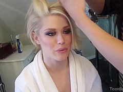 Kinky blonde lady with tattoos, Ash Hollywood likes to do naughty stuff with her camera man