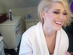 Kinky blonde lady with tattoos, Ash Hollywood likes to do naughty stuff with her camera man