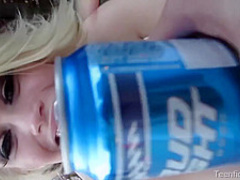 Kinky blonde lady with tattoos, Ash Hollywood likes to do naughty stuff with her camera man