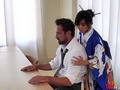 Little teen geisha gets pussy plowed by dong