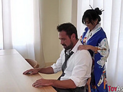 Little teen geisha gets pussy plowed by dong