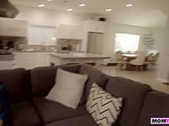 Teen joins her MILF stepmom to get drilled by stepbro