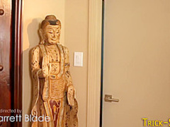 Blonde sucks masseurs dick