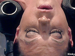 Slut is whipped in doggy device bdsm