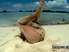 Stunning honey is displaying her opened soft cunt in closeup