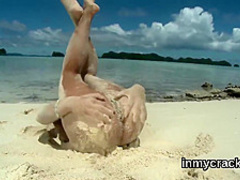 Stunning honey is displaying her opened soft cunt in closeup