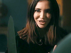 Afraid petite teen rides huge penis with sexy babe