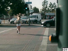 Afraid petite teen rides huge penis with sexy babe