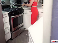 MILF stepmom gives me a BJ and lets me fuck her boobs