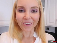 Horny MILF knelt for my big hard penis and sucked it