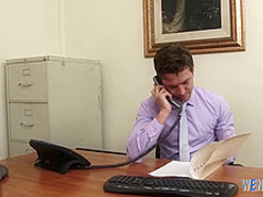 Slutty blonde secretary pussyfucked in the office