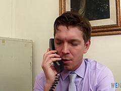 Slutty blonde secretary pussyfucked in the office