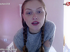 MyDirtyHobby - Young amateur teen rides her dildo while parents are away