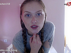 MyDirtyHobby - Young amateur teen rides her dildo while parents are away