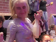 Hot ladies are showing their tits in the night club and hoping to get fucked hard