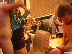 Hot ladies are showing their tits in the night club and hoping to get fucked hard