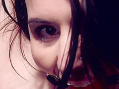 Brunette is bound in metal chair device