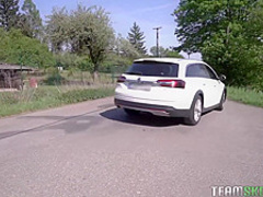 Frisky teen, Kizzy Sixx is sucking cock and getting it inside her vagina, in many positions