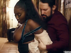 Ebony estate agent getting face fucked by her horny client