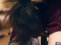 Ebony estate agent getting face fucked by her horny client