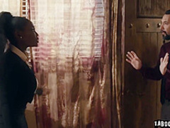 Ebony estate agent getting face fucked by her horny client