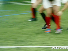 Anna Rose and Cayla Lions are having group sex in the locker room and loving it