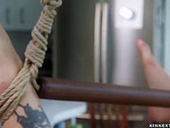 Busty lezdom whips blonde bff