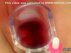 Fervent chick is opening up wet fuckbox in close range and cumming