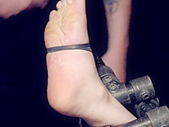 Chained slave made to ride Sybian